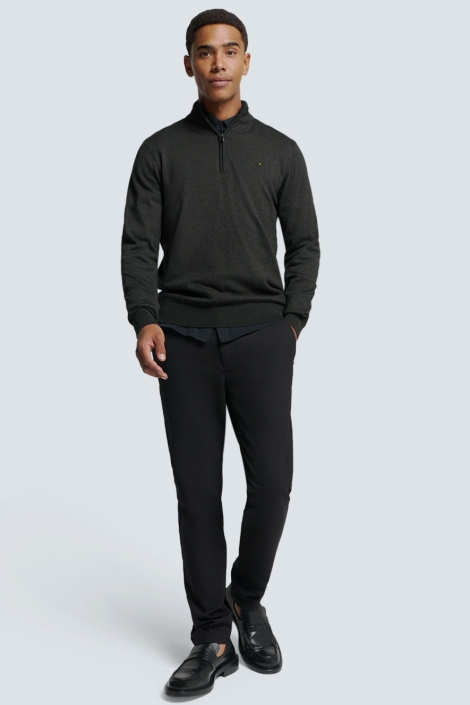 NO-EXCESS pullover half zip 2 coloured melang